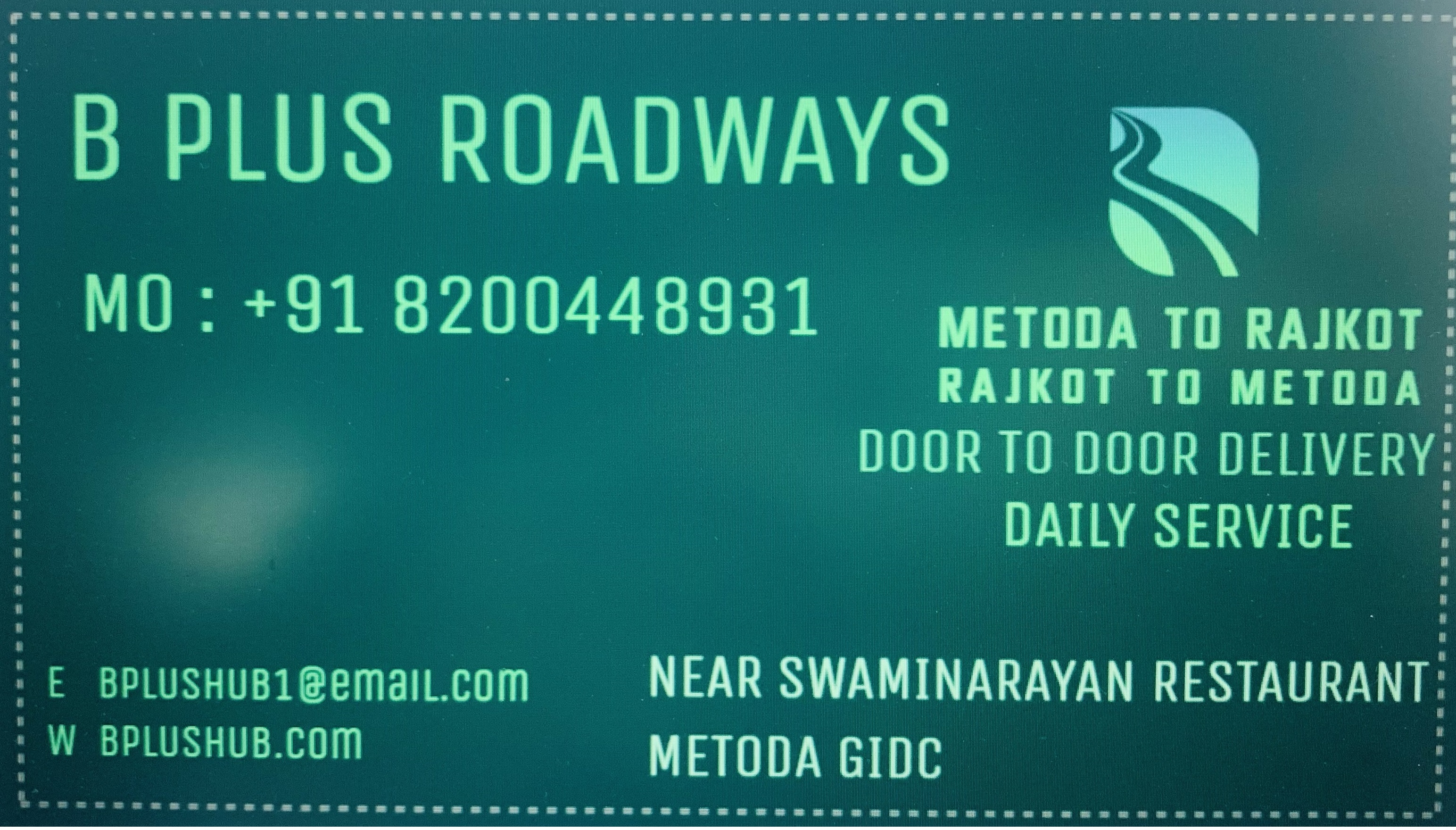 B PLUS ROADWAYS visiting card